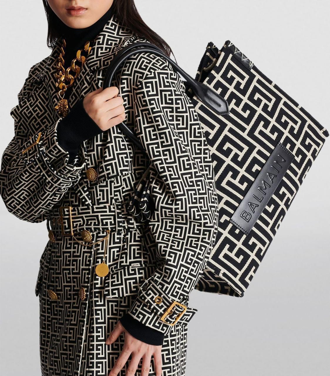 Balmain Sac Cabas B-ARMY 42 en JACQUARD Tote Bag - Image 4