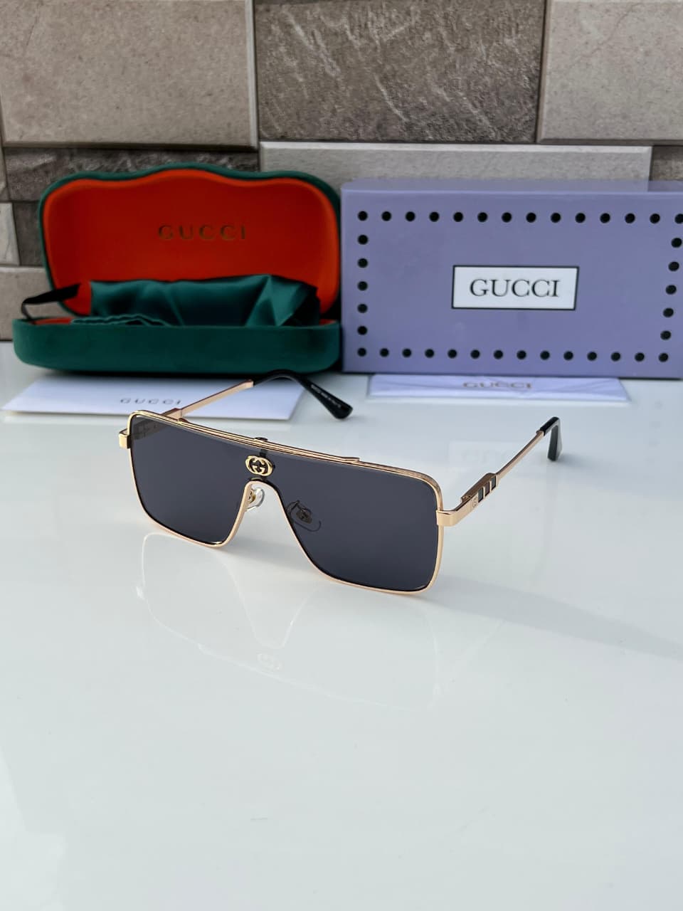 Gucci Square Shield Men's Sunglasses