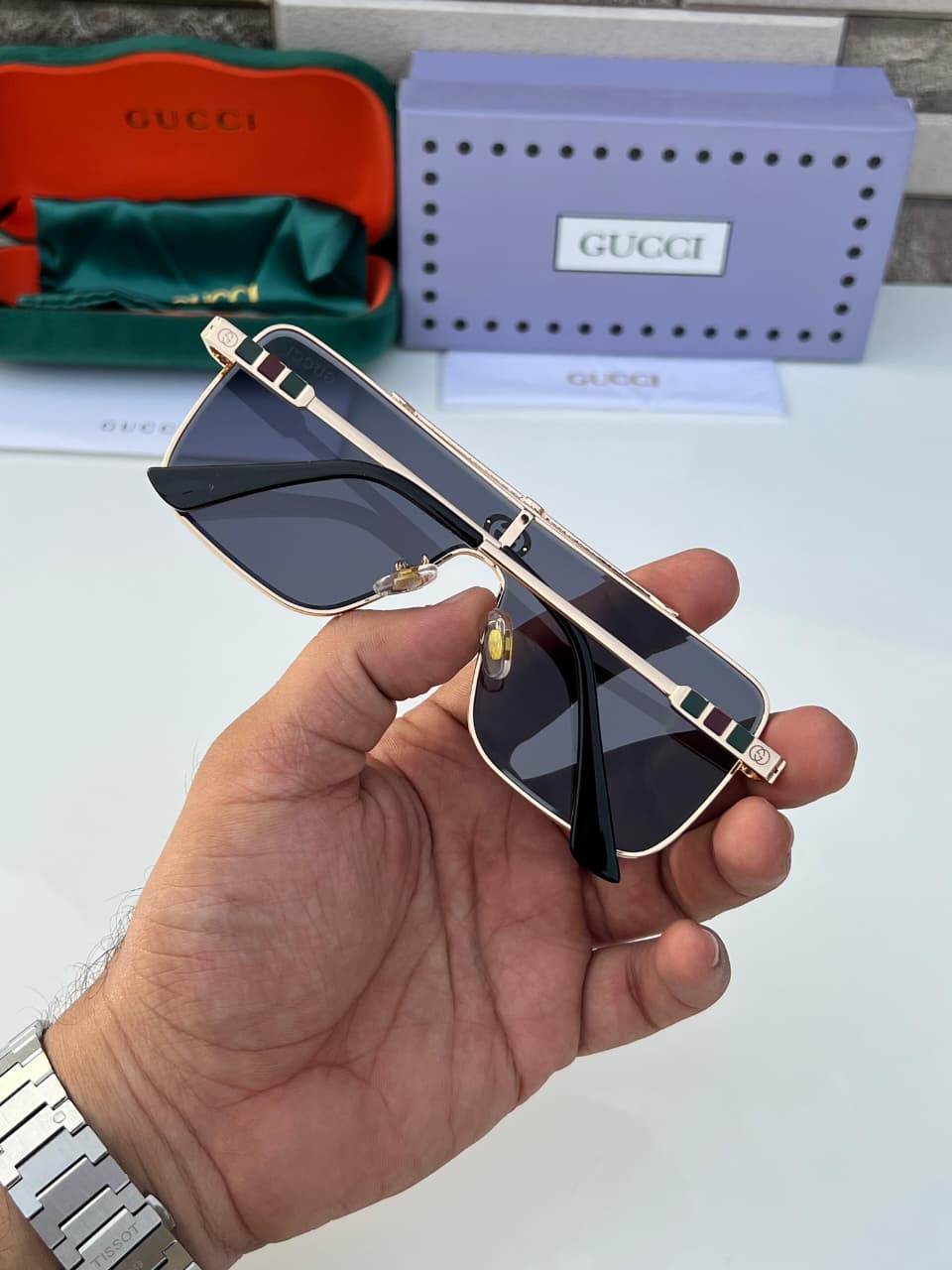 Gucci Square Shield Men's Sunglasses - Image 2