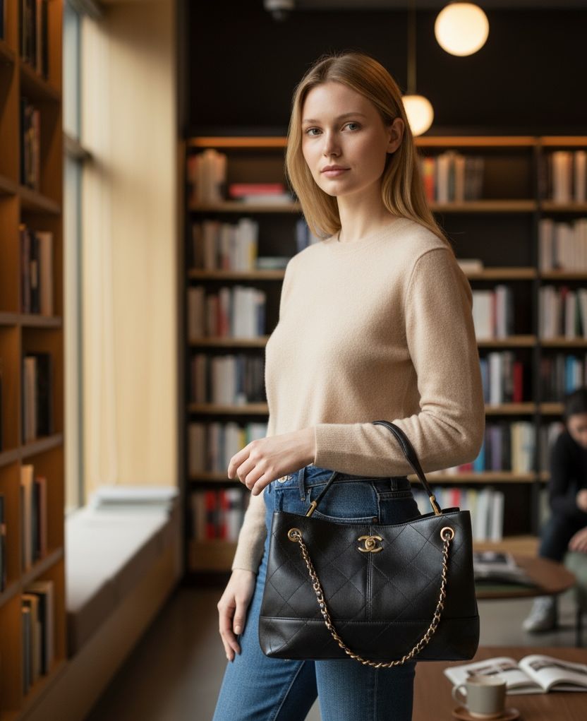 CHANEL Shopping Bag Single Handle Tote For Women - Image 4