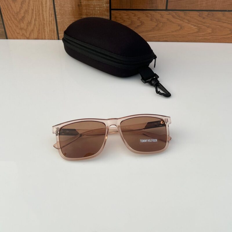 Tommy Hilfiger Transparent brown square acetate frame Men's Sunglasses