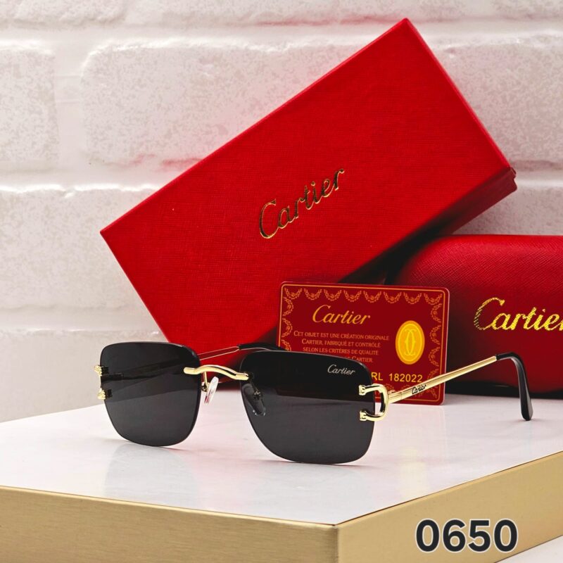 Cartier Men's rectangular rimless Sunglasses