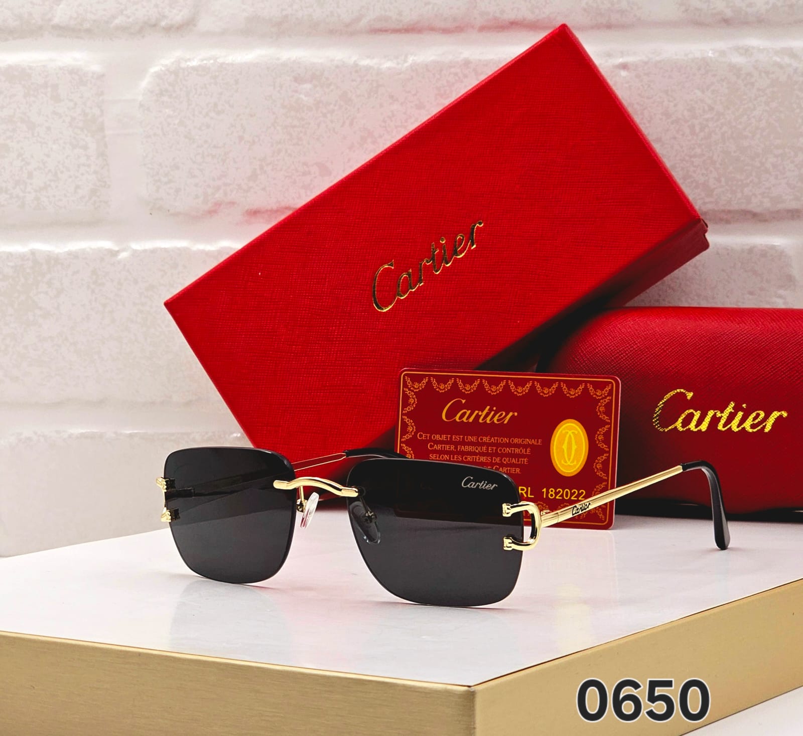Cartier Men's rectangular rimless Sunglasses
