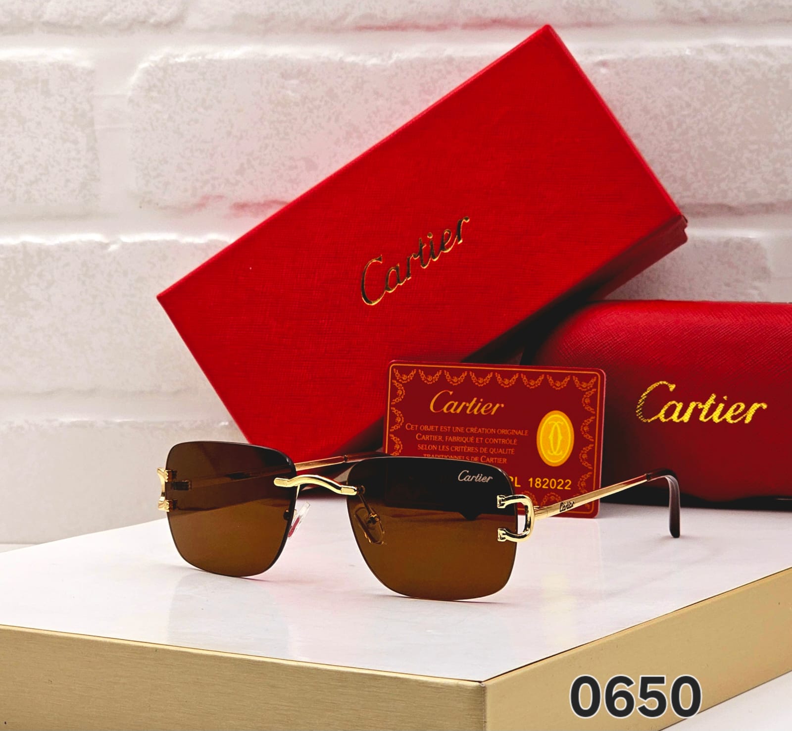 Cartier Men's rectangular rimless Sunglasses - Image 4
