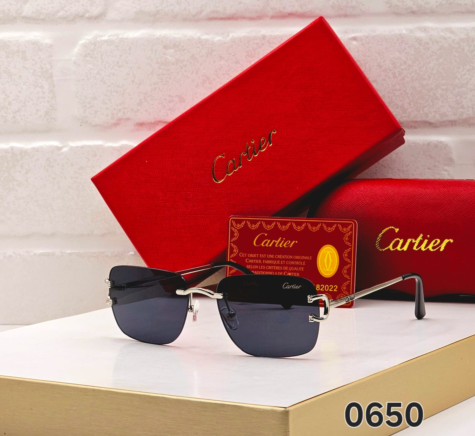 Cartier Men's rectangular rimless Sunglasses - Image 3