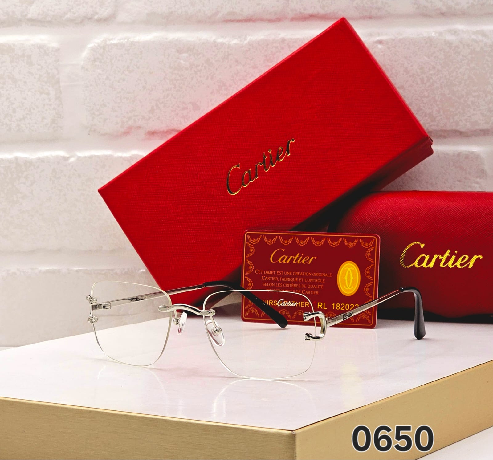 Cartier Men's rectangular rimless Sunglasses - Image 2