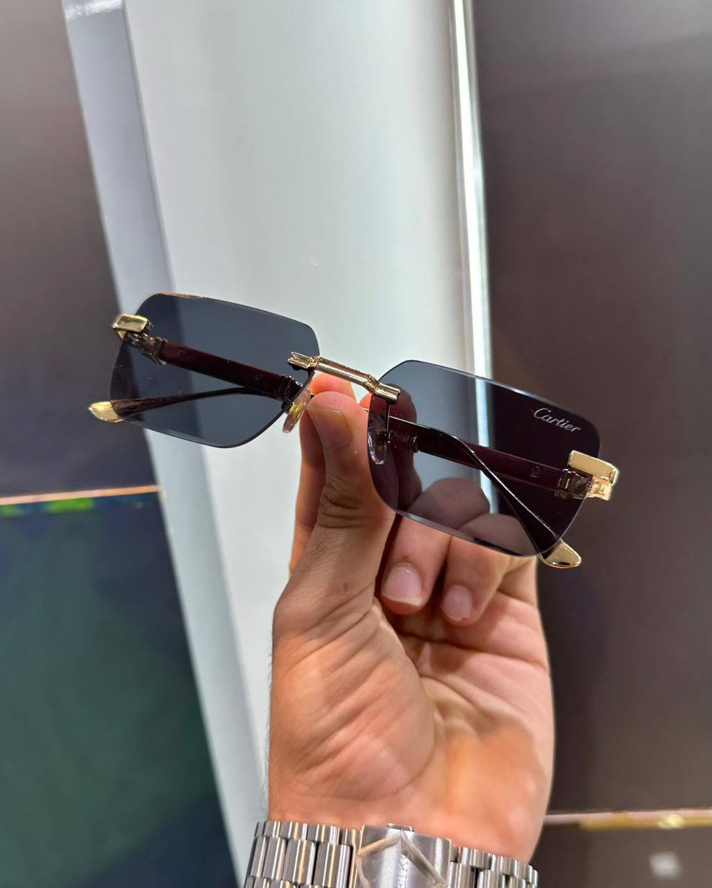 Cartier Men's Rimless Sunglasses - Image 4