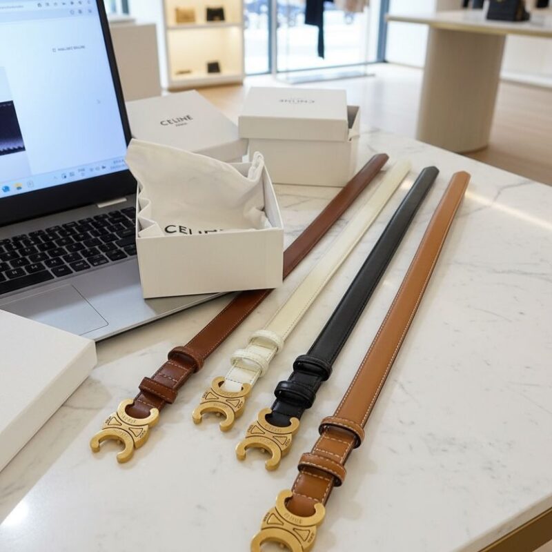 Celine Authentic Pure Leather Unisex Belt