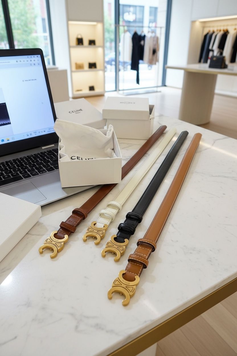 Celine Authentic Pure Leather Unisex Belt