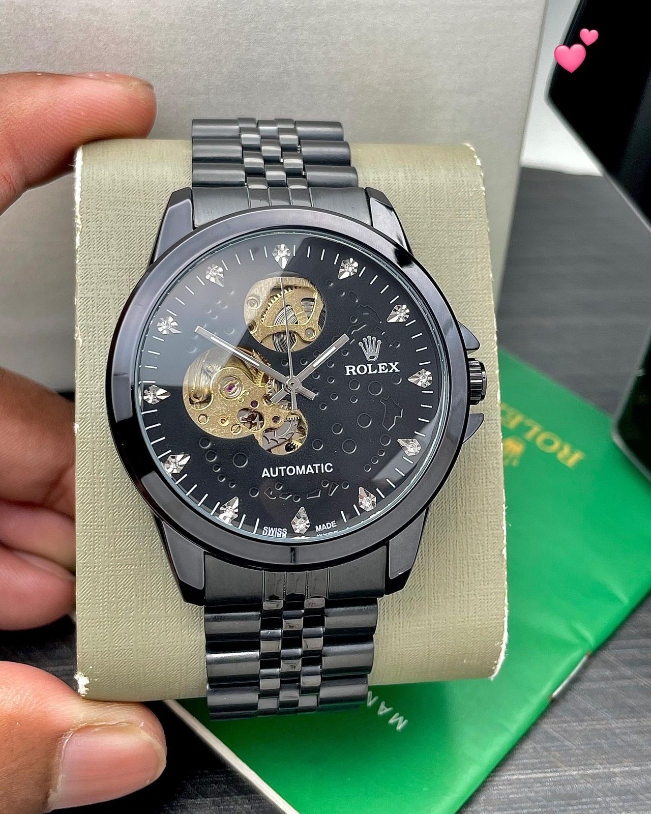 Rolex Open-Heart Skeleton Silver Dial Stainless Steel Automatic Men's Watch - Image 4