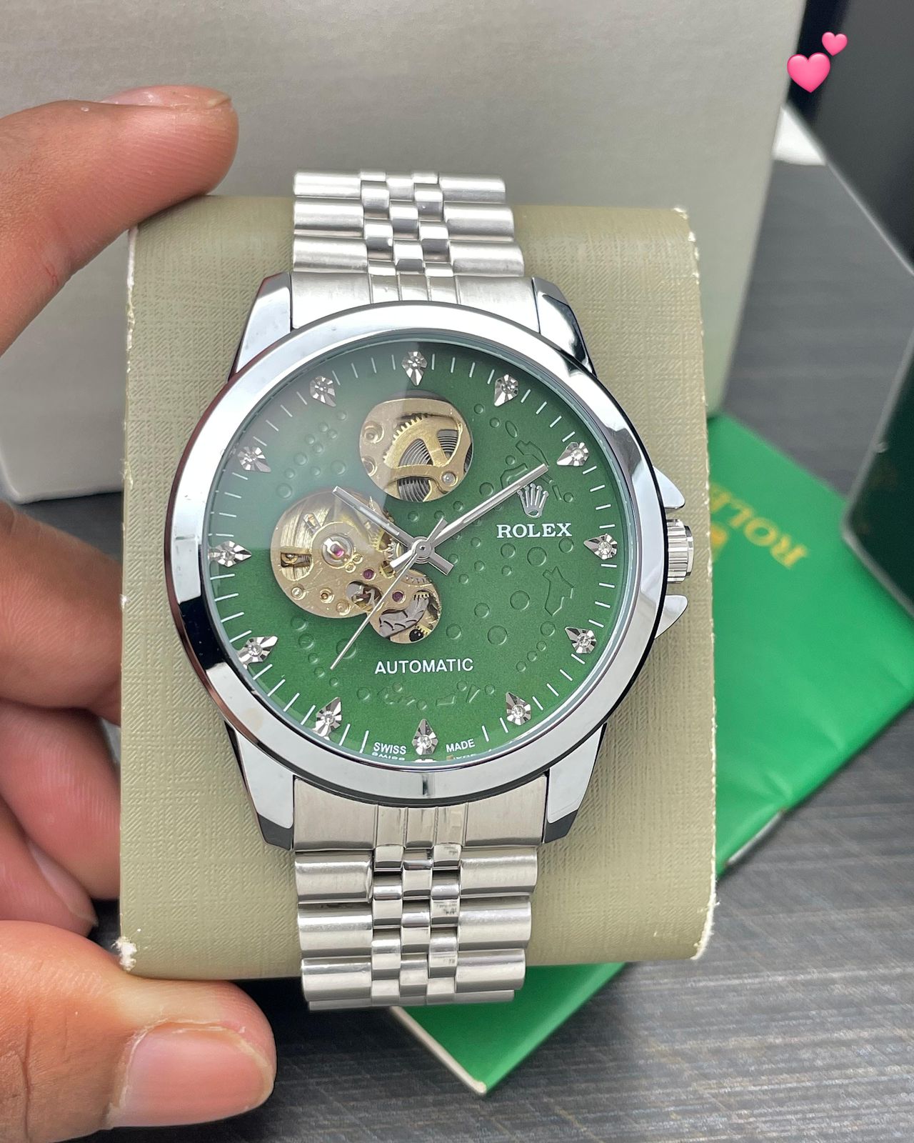 Rolex Open-Heart Skeleton Silver Dial Stainless Steel Automatic Men's Watch