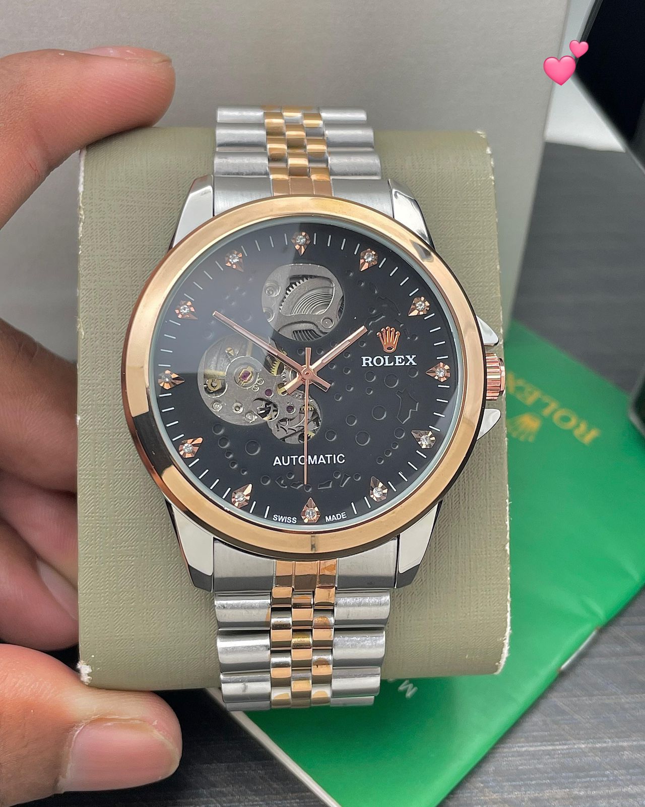 Rolex Open-Heart Skeleton Silver Dial Stainless Steel Automatic Men's Watch - Image 2