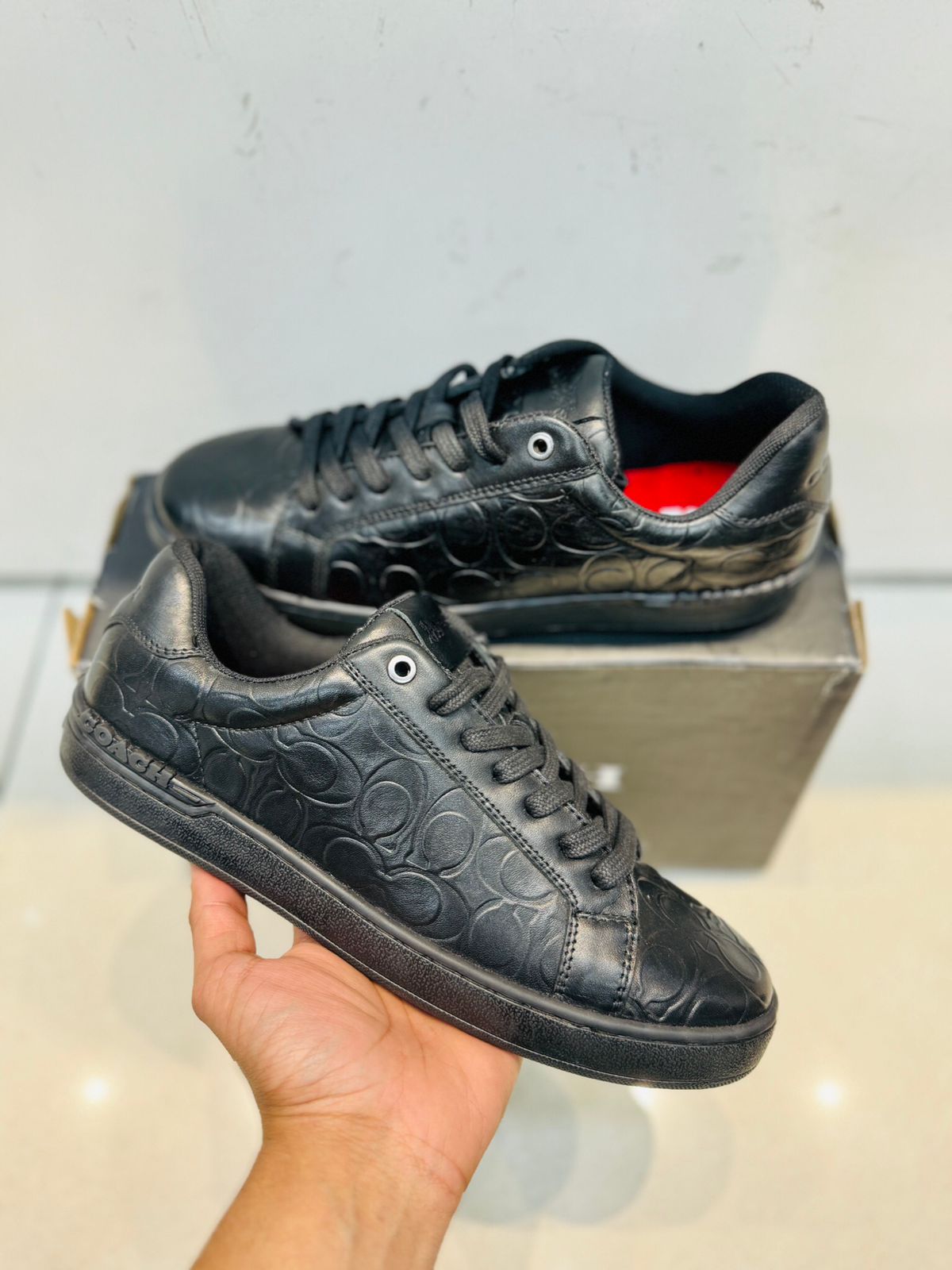 Coach Black Monogram Sneakers For Men - Image 4