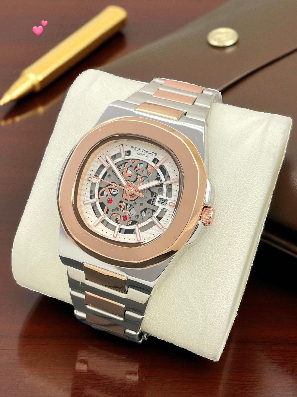 Patek Philippe Nautilus Skeleton Two-Tone Gold 40mm Quartz Movement Men's Watch - Image 7