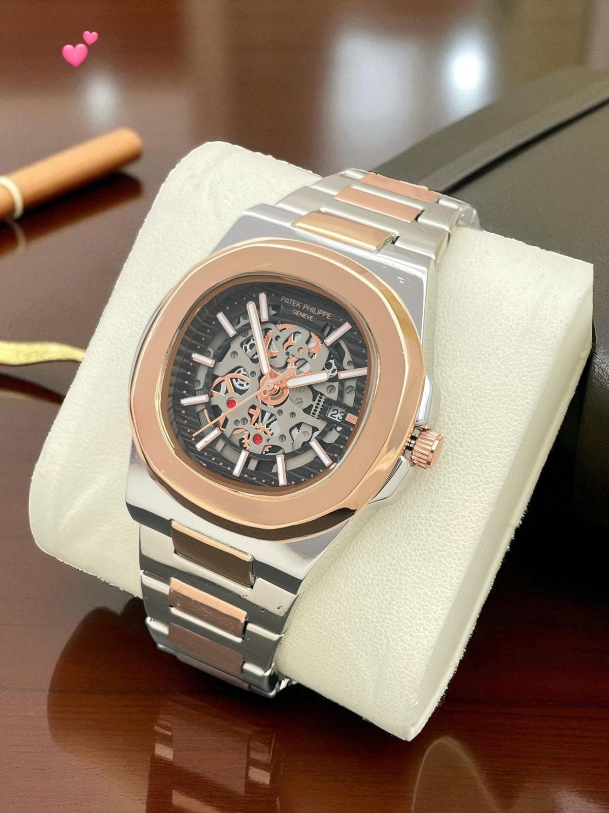 Patek Philippe Nautilus Skeleton Two-Tone Gold 40mm Quartz Movement Men's Watch - Image 4