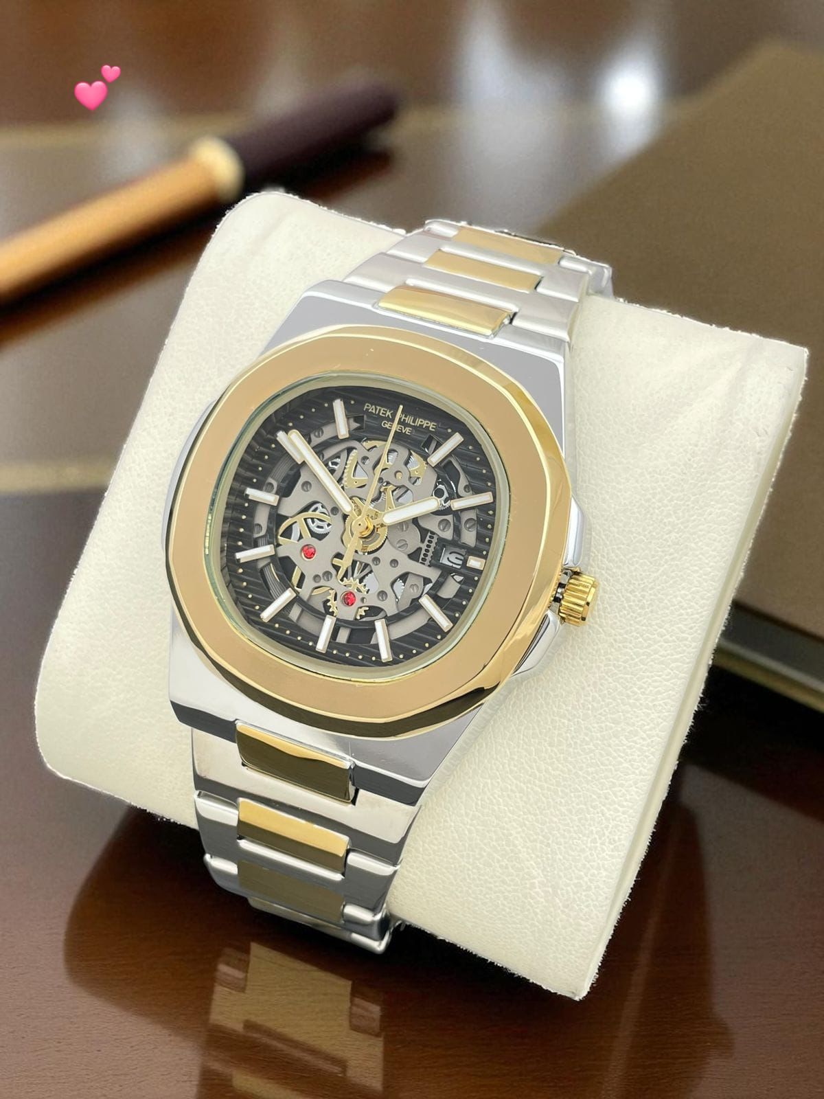 Patek Philippe Nautilus Skeleton Two-Tone Gold 40mm Quartz Movement Men's Watch - Image 2
