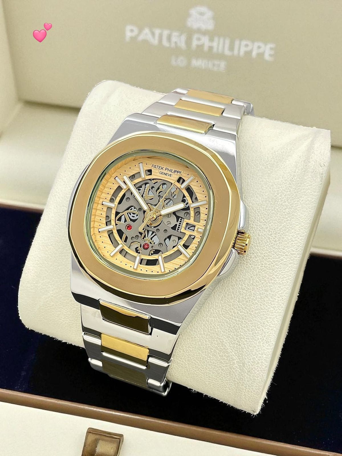 Patek Philippe Nautilus Skeleton Two-Tone Gold 40mm Quartz Movement Men's Watch