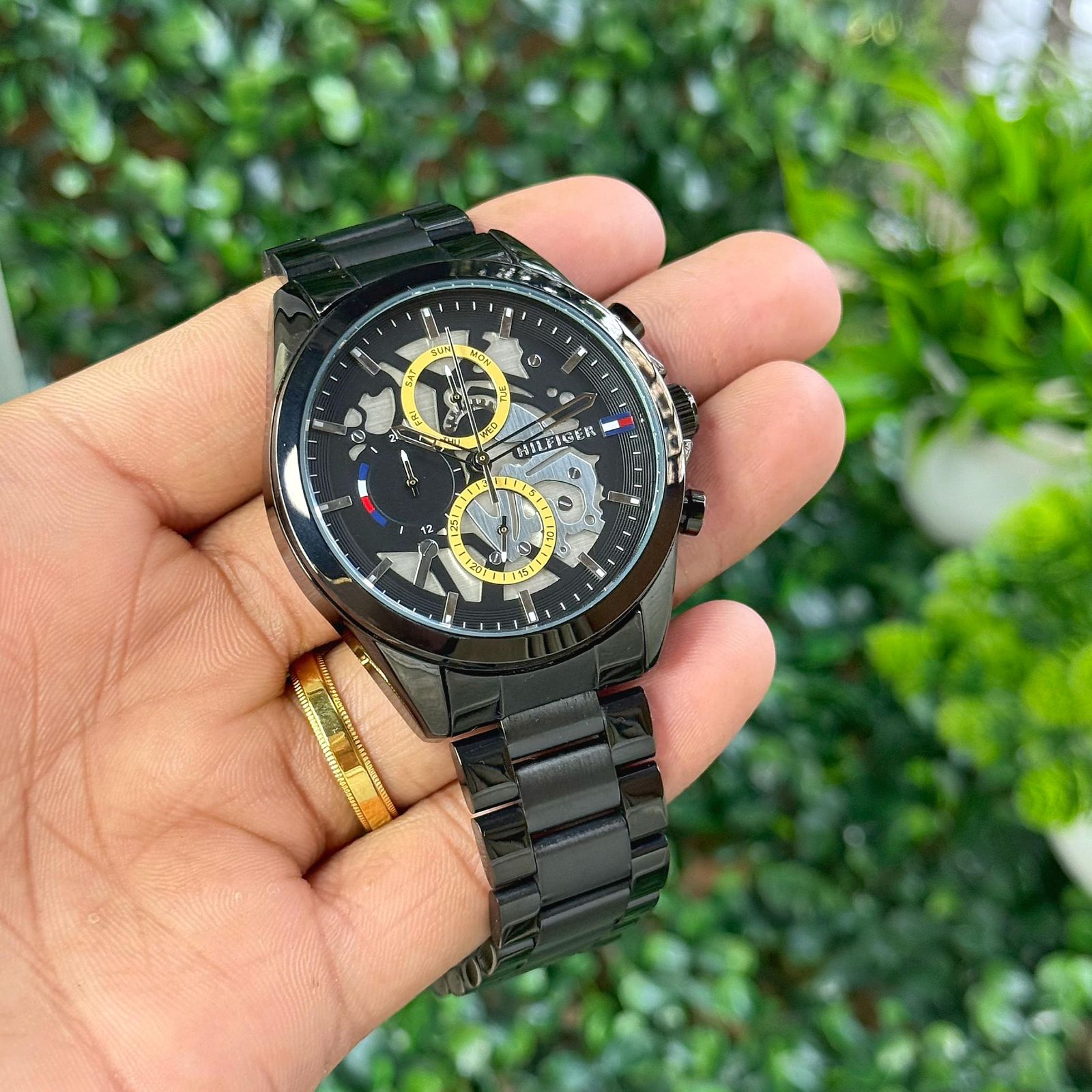 Tommy Hilfiger Skeleton Black Steel 4mm Quartz movement Chronograph Men's Watch - Image 2