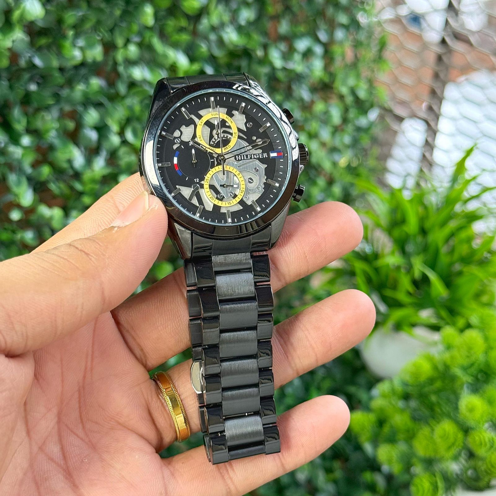 Tommy Hilfiger Skeleton Black Steel 4mm Quartz movement Chronograph Men's Watch - Image 3