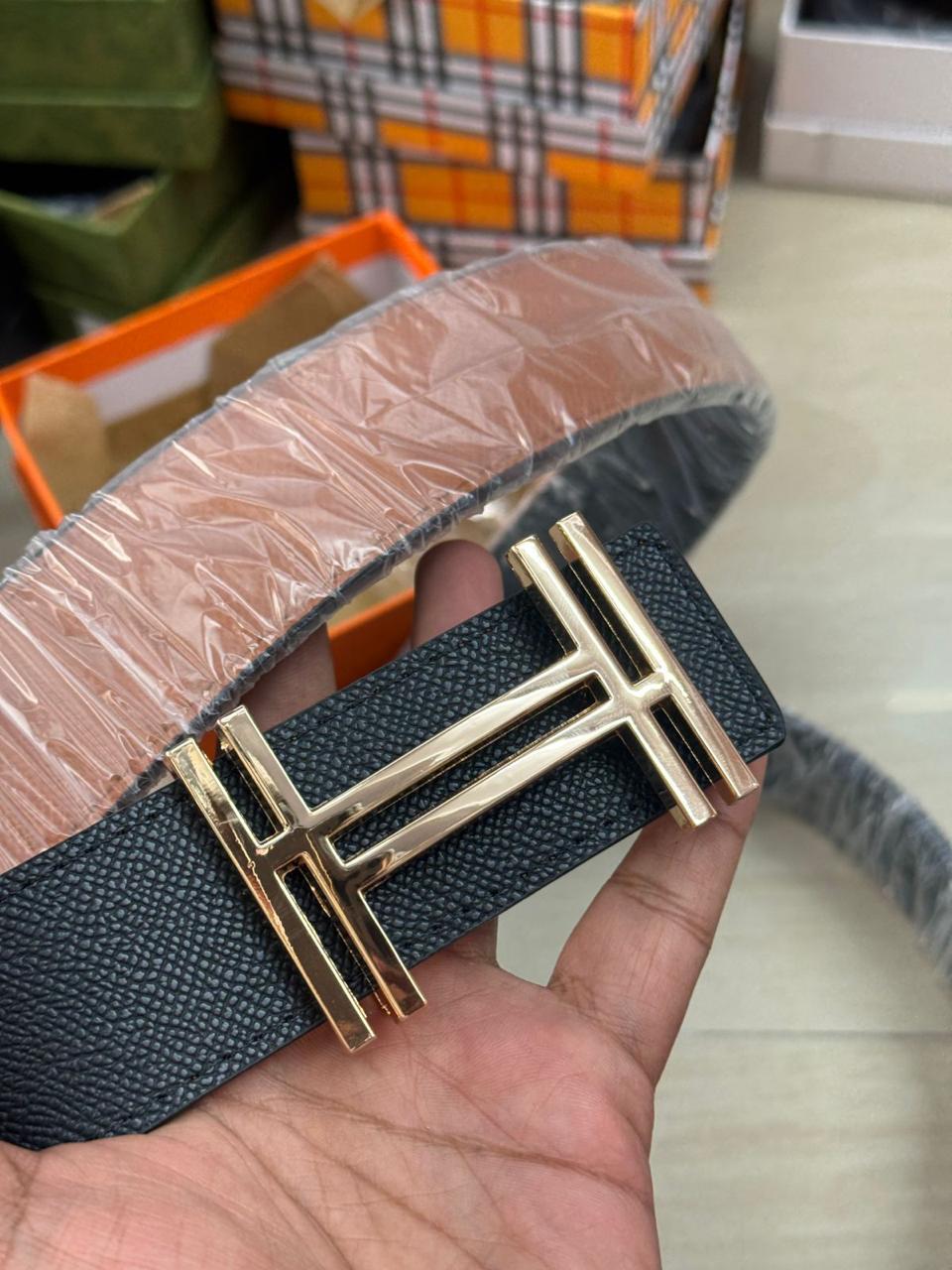 Hermes Style H Buckle Leather Belt for Men & Women