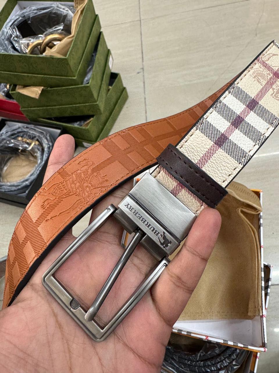 Burberry Tan/Brown Reversible Men's Belt