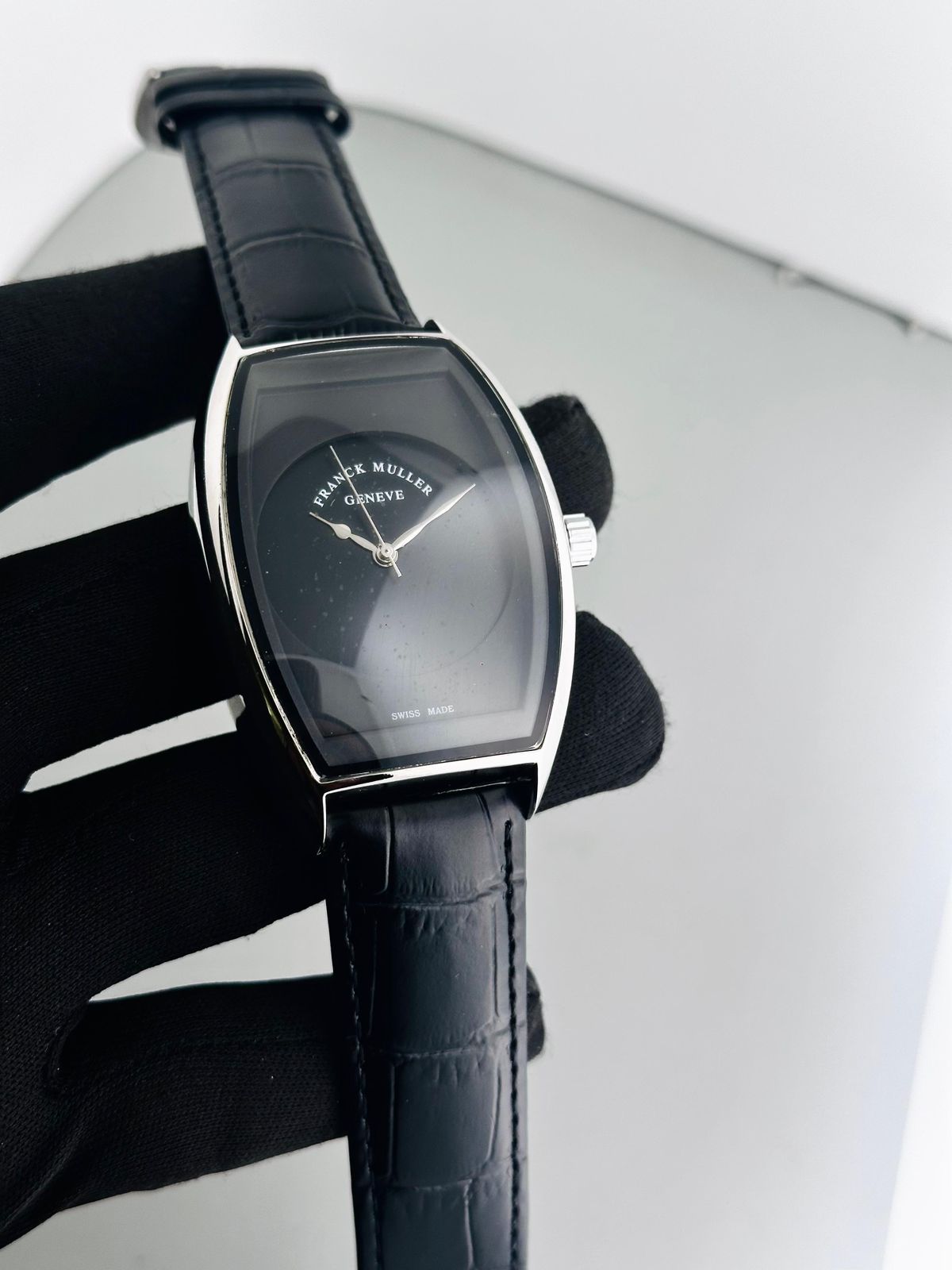 Franck Muller Black Tonneau Leather Strap Quartz movement Swiss Watch For Men - Image 2