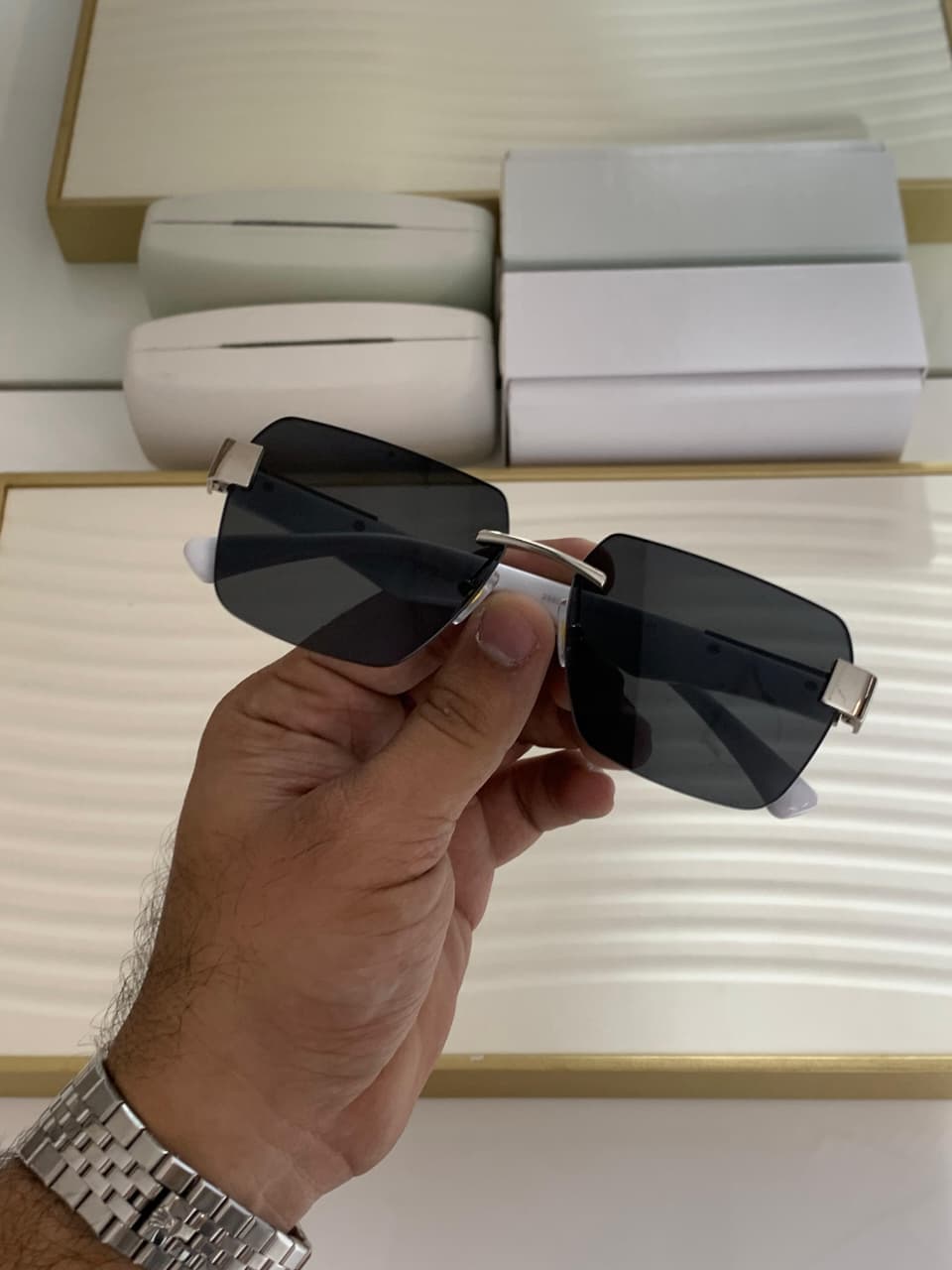 Maybach Unisex Rimless Sunglasses