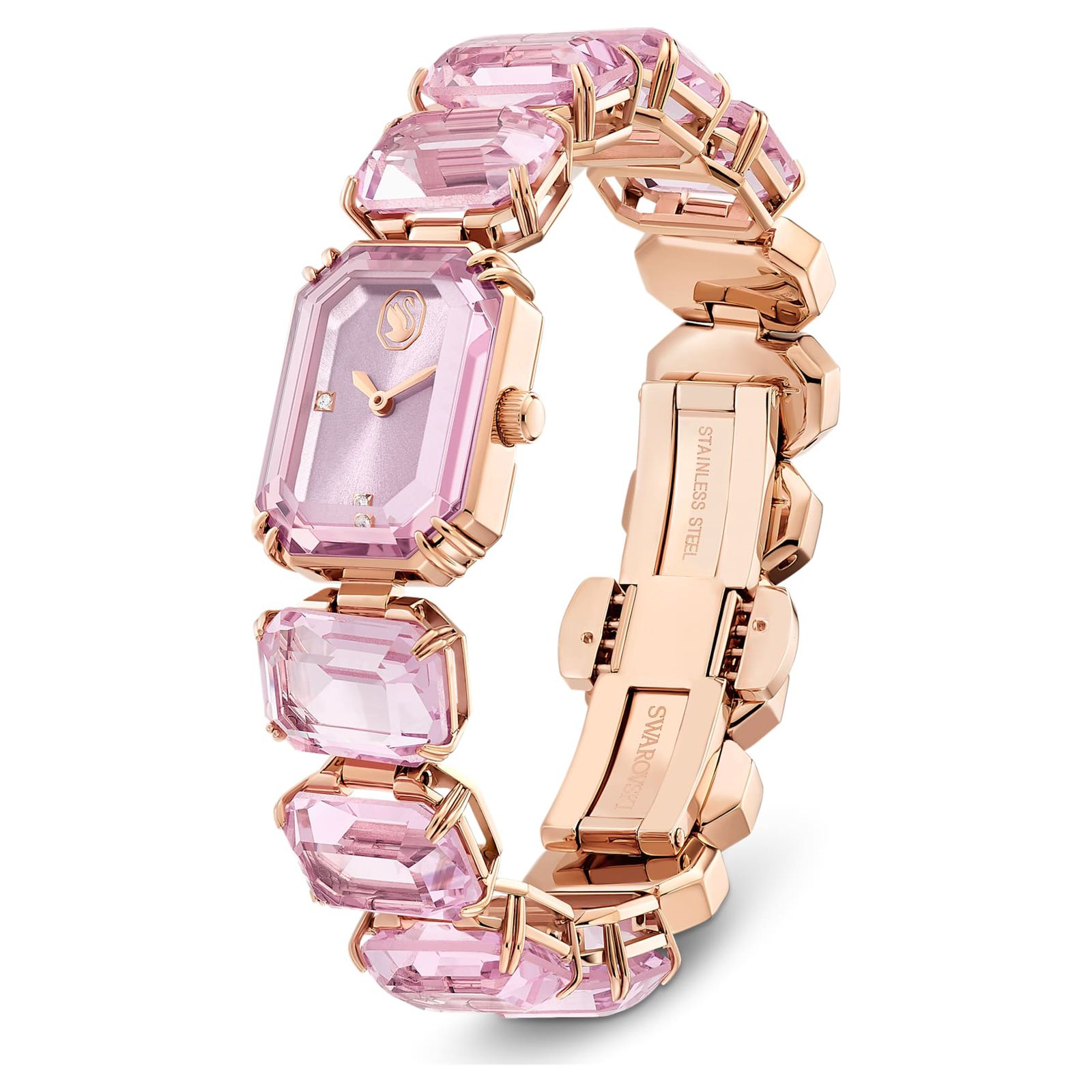 Swarovski Crystal Octagon Rose Gold Stainless Steel Crystal 23mm Quartz Machine Ladies Watch - Image 3