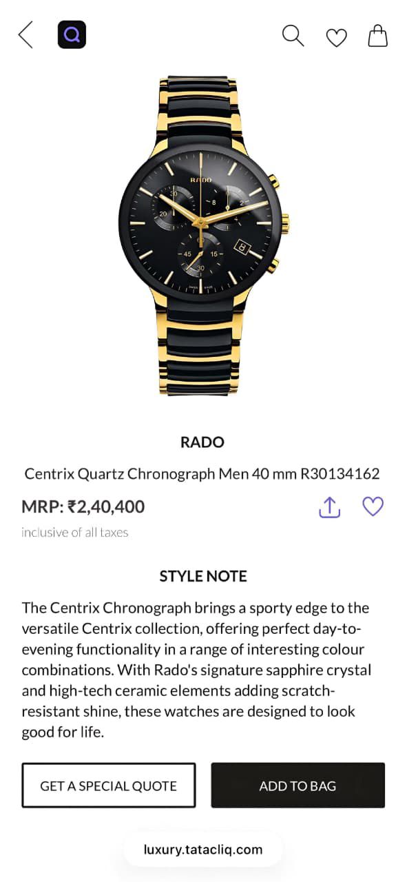 Rado Centrix Men's Chronograph Watch - Image 2
