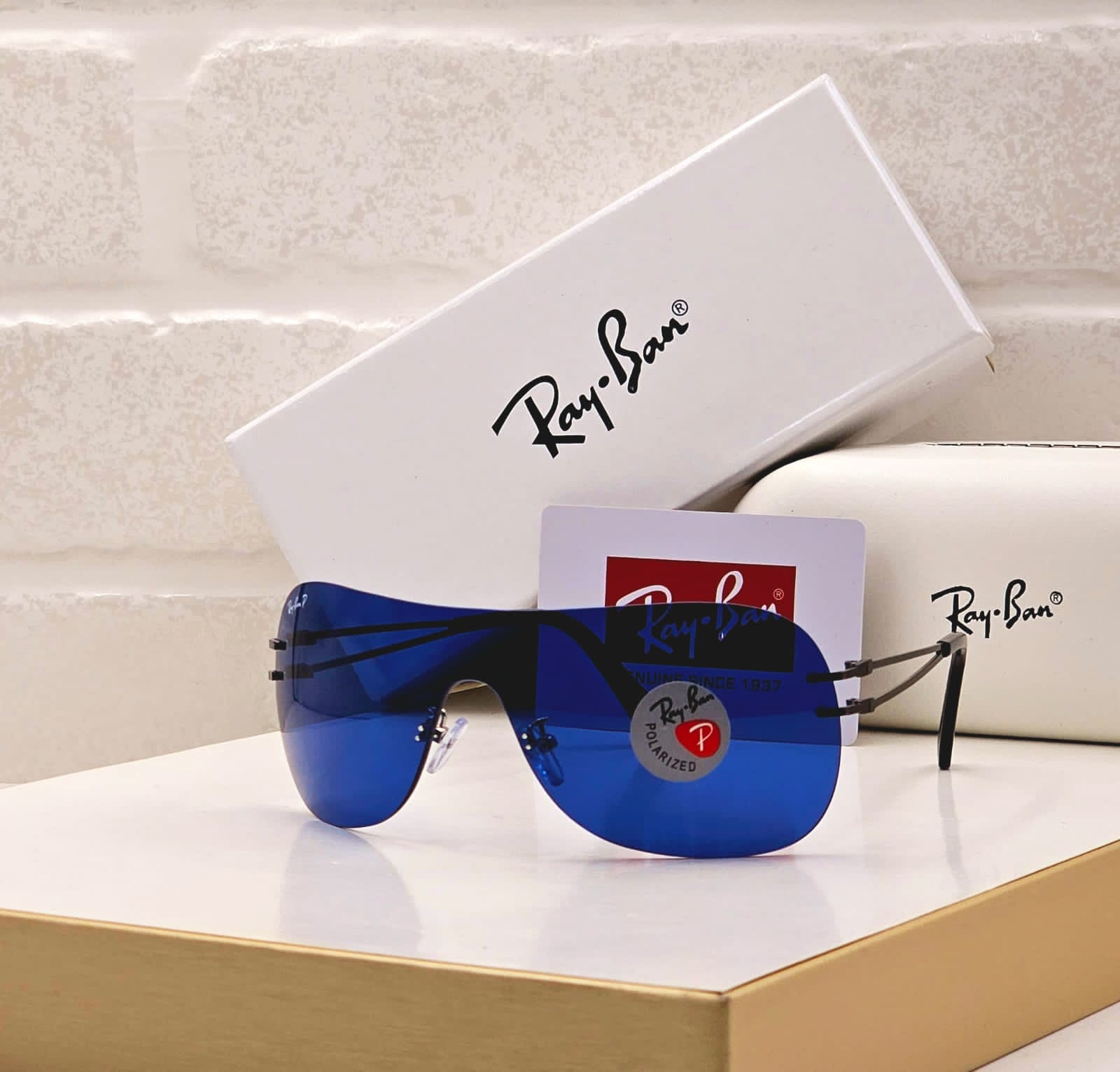 Ray-Ban Men's Sunglasses Single Shield Blue Polarized