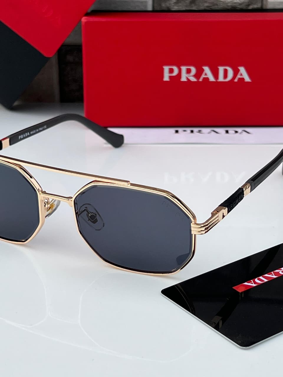 Prada Geometric Unisex Sunglasses - Image 3
