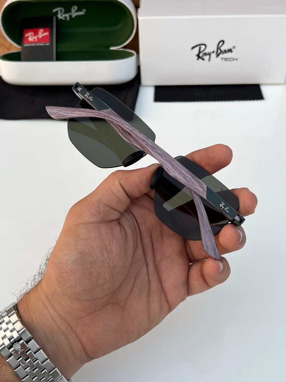 Ray-Ban Tech Rimless Square Unisex Sunglasses - Image 2