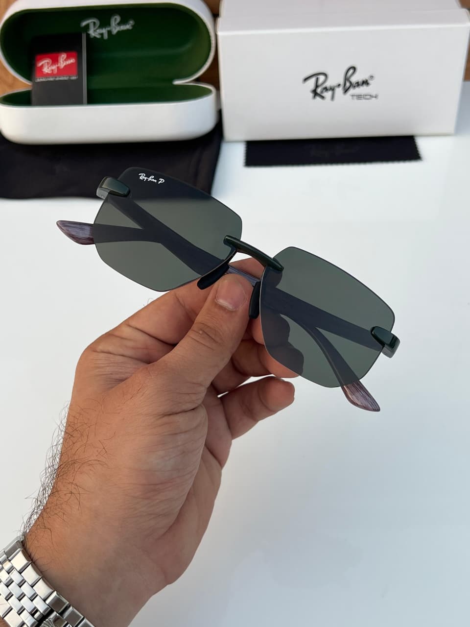 Ray-Ban Tech Rimless Square Unisex Sunglasses - Image 5