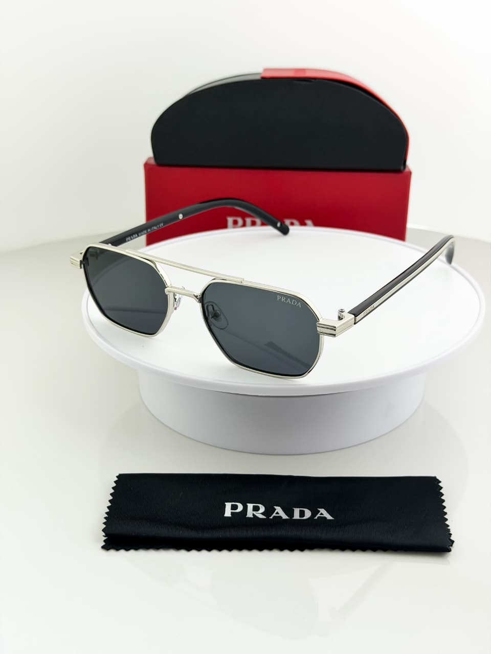 Prada Geometric Unisex Sunglasses - Image 3