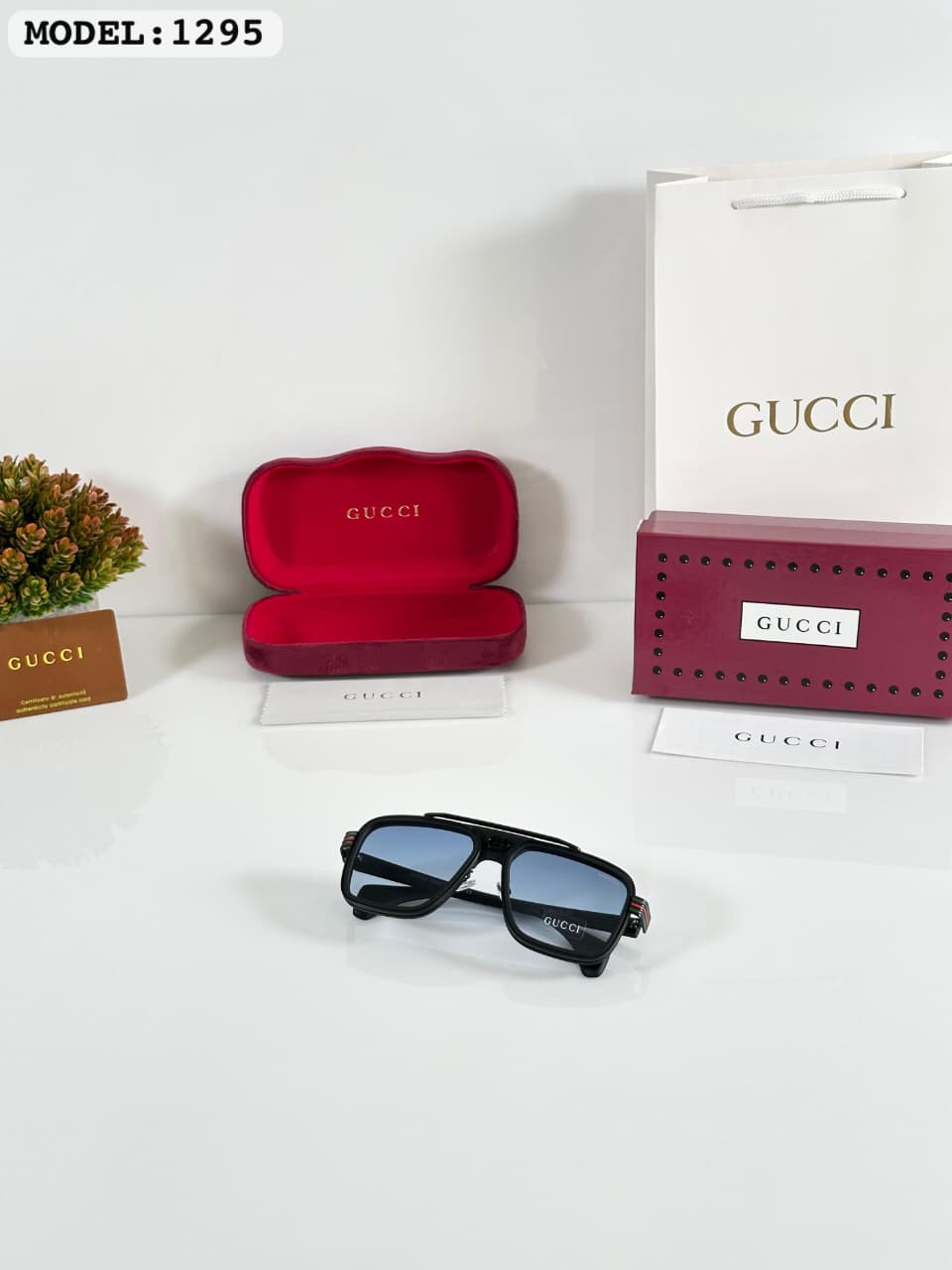 Gucci Model Black Unisex Sunglasses - Image 2