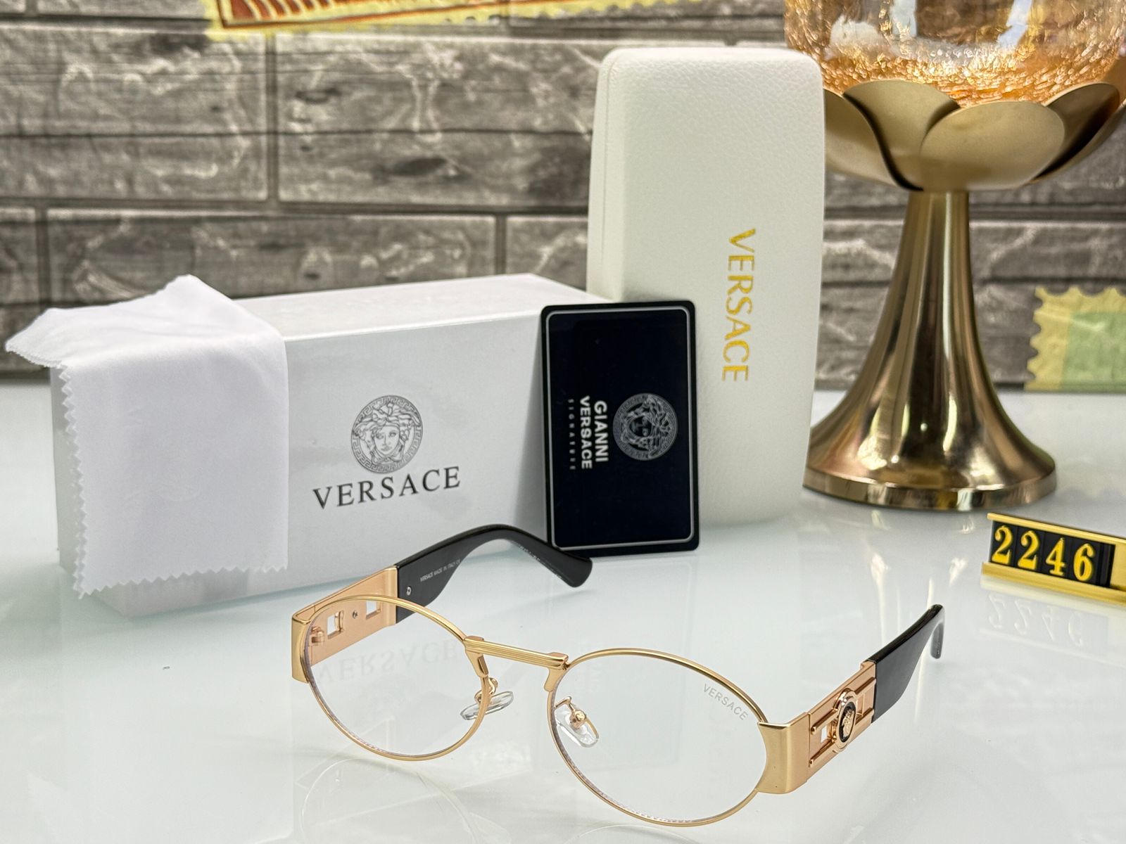 Versace Oval Metal Unisex Sunglasses - Image 4