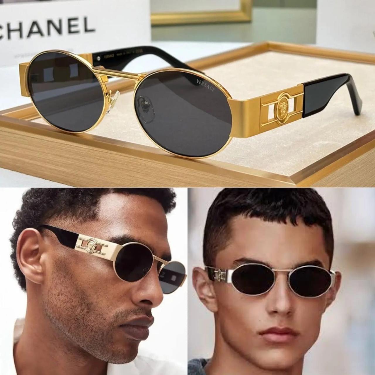 Versace Oval Metal Unisex Sunglasses - Image 7