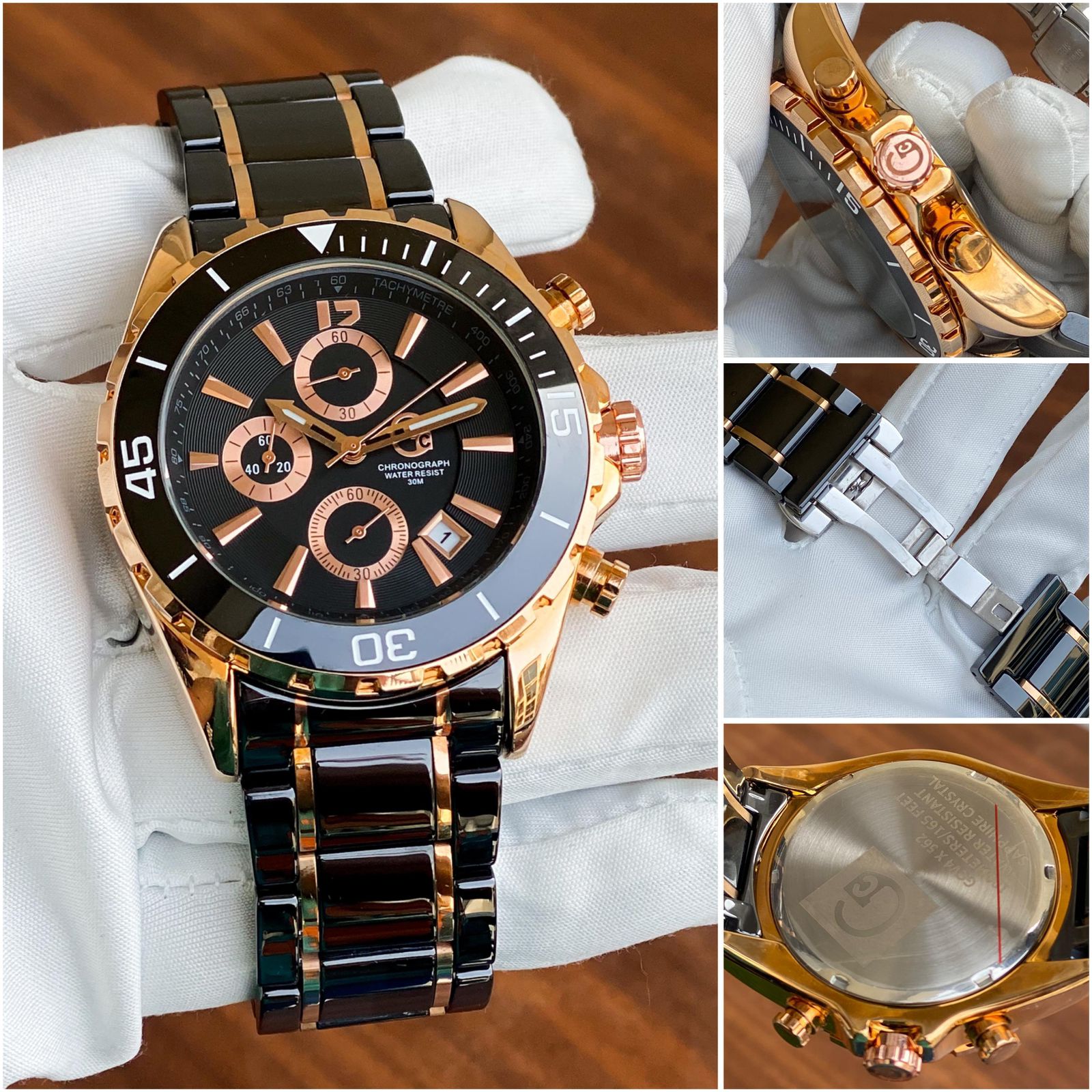 Gc Black Ceramic Chain Chronograph 44mm Swiss Made Quartz Movement Water resistant Men's Watch - Image 3