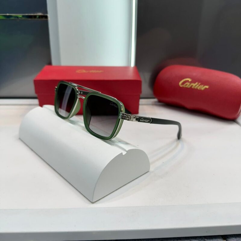 Cartier Green Square Acetate Frame Men’s Sunglasses