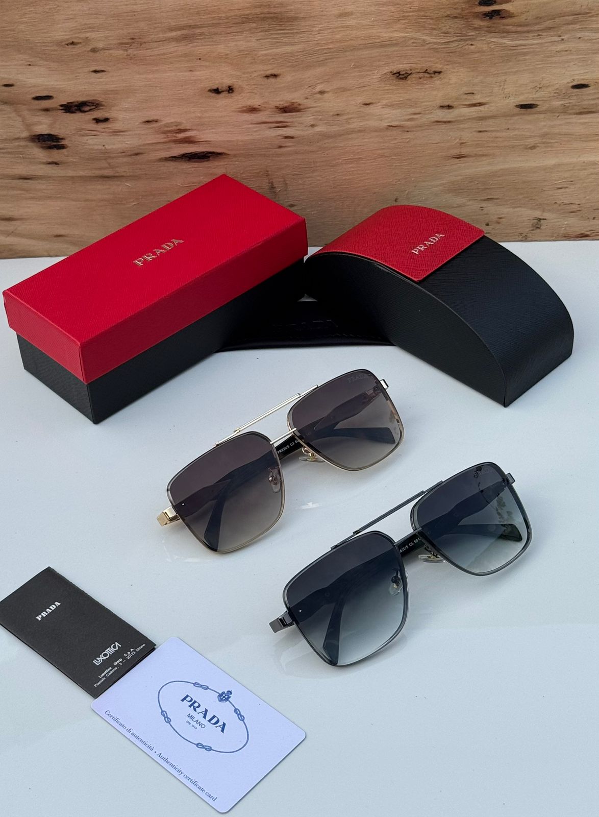 Prada Square Aviator Unisex Sunglasses - Image 7