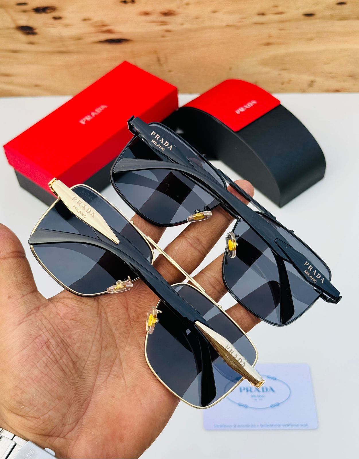 Prada Square Aviator Unisex Sunglasses - Image 6