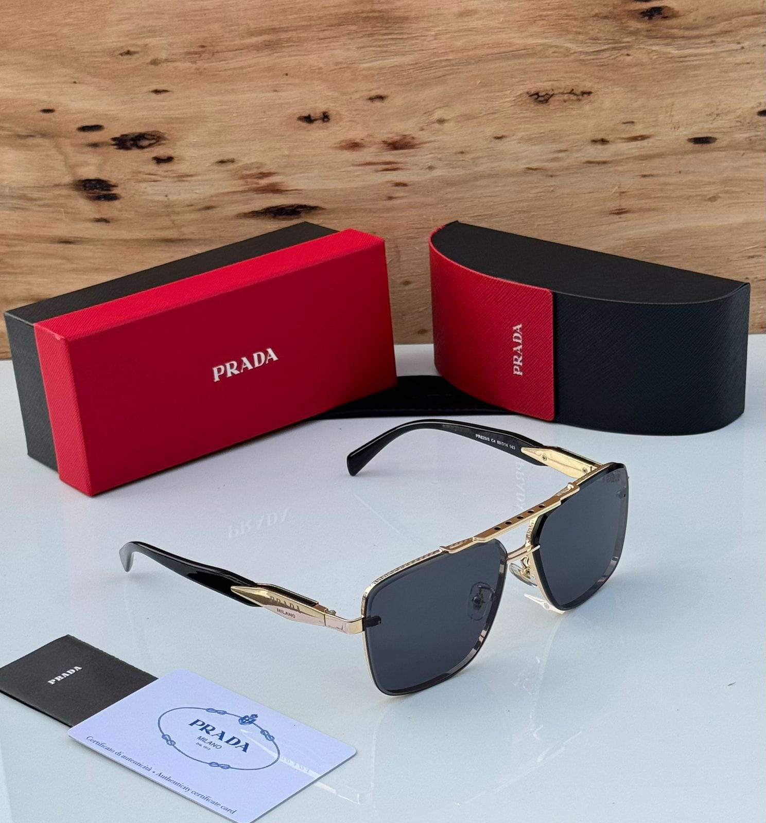 Prada Square Aviator Unisex Sunglasses - Image 3