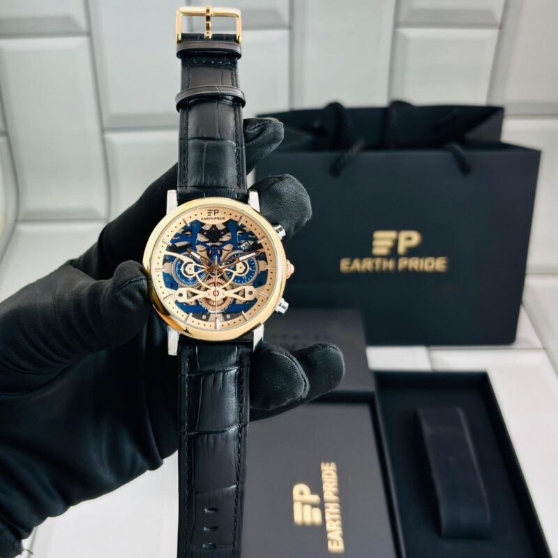 Earth Pride Royal Blue Open Heart Skeleton Sapphire glass 44mm Swiss Made Automatic Men's Watch