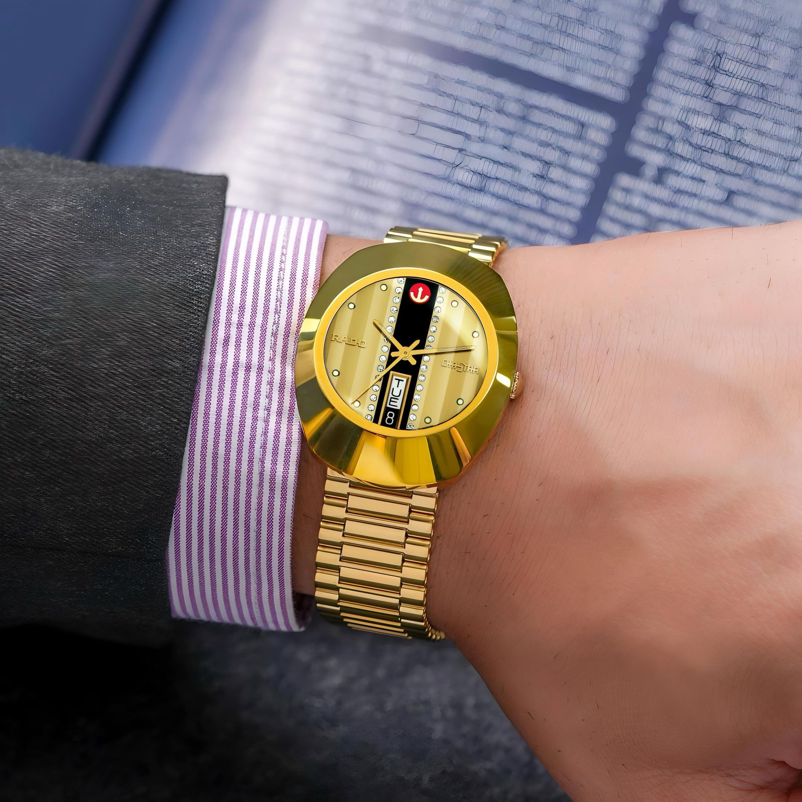 Rado Diastar Gold Day Date Stainless Steel 35mm Automatic Men's Watch