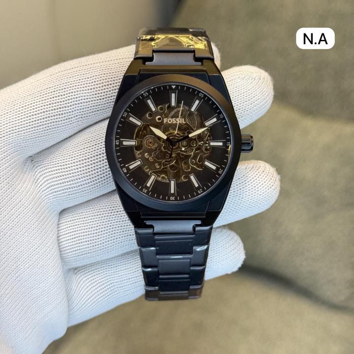 Fossil Everett ME3220 Skeleton Stainless Steel Black 42mm Automatic Men's Watch