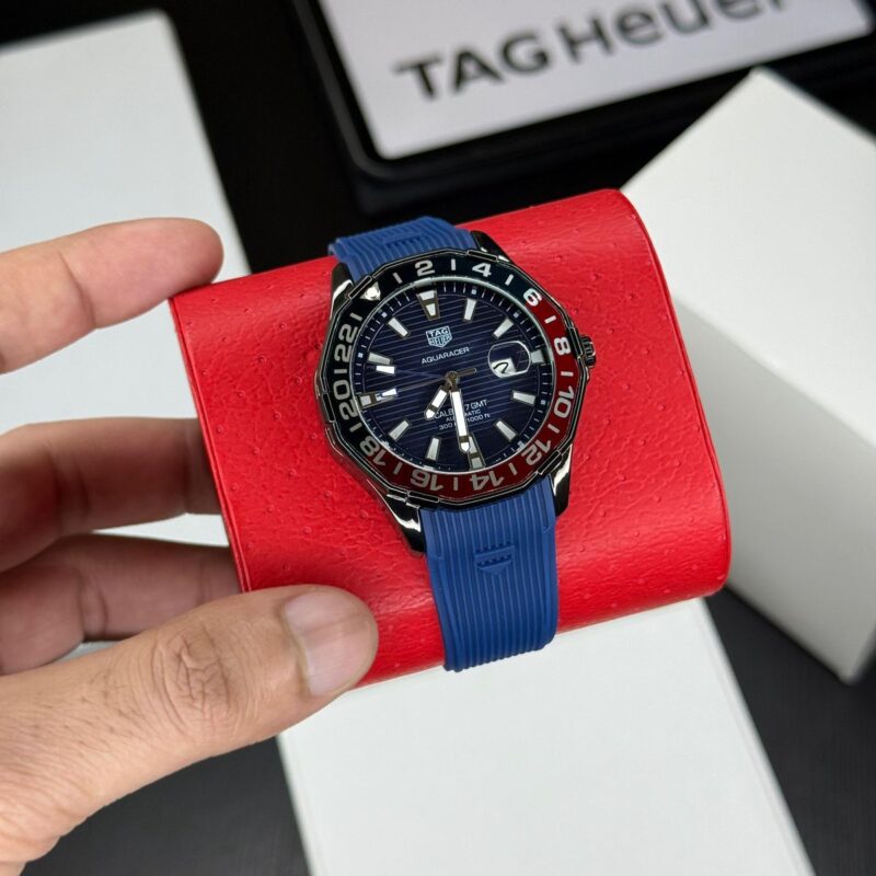 TAG Heuer Aguaracer Blue GMT Ceramic Day-Date Bezel 42mm Quartz Machine Men's Watch