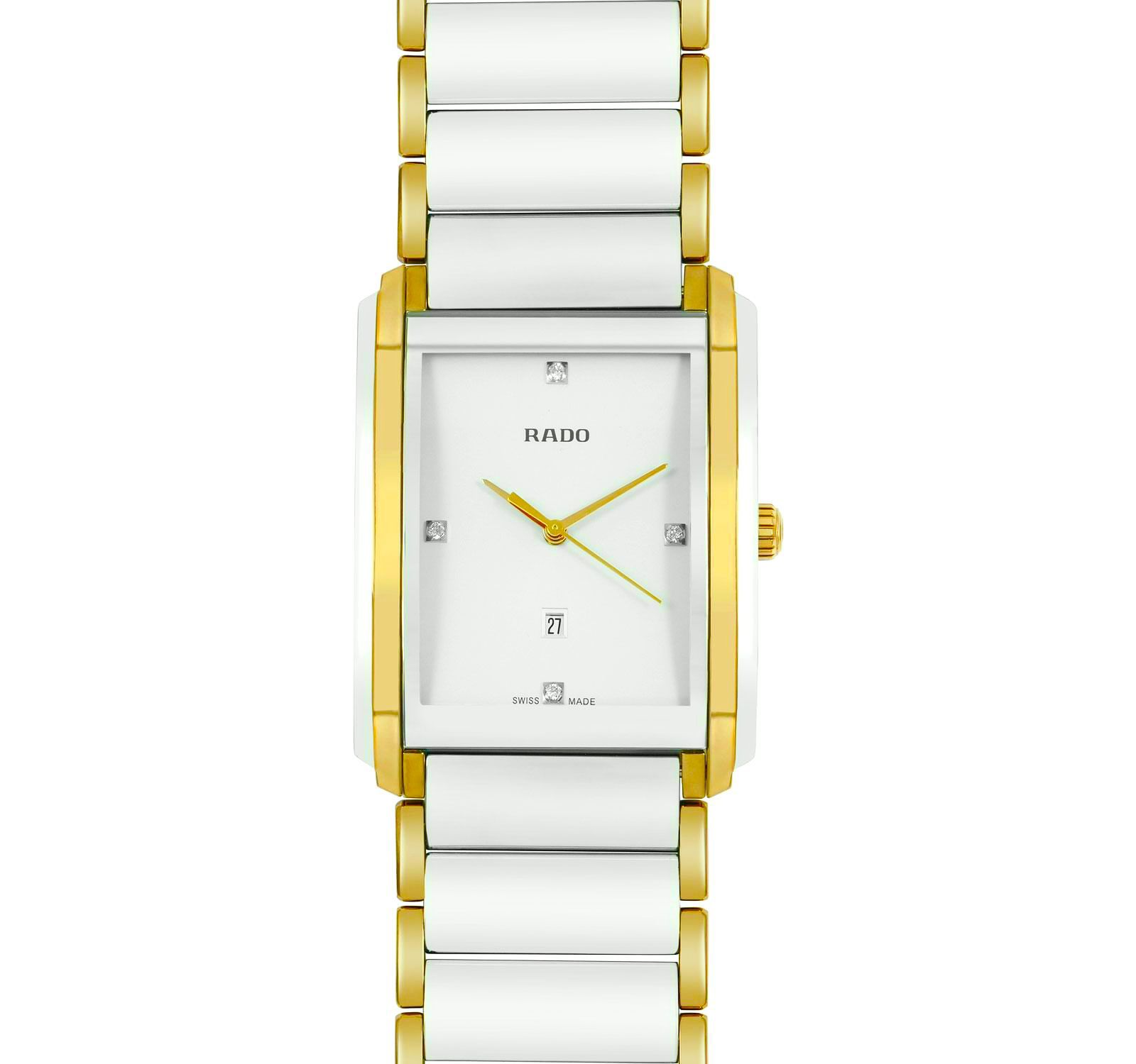 Rado Integral White Ceramic Gold Rectangular 31mm Quartz Movement Men's Watch - Image 4