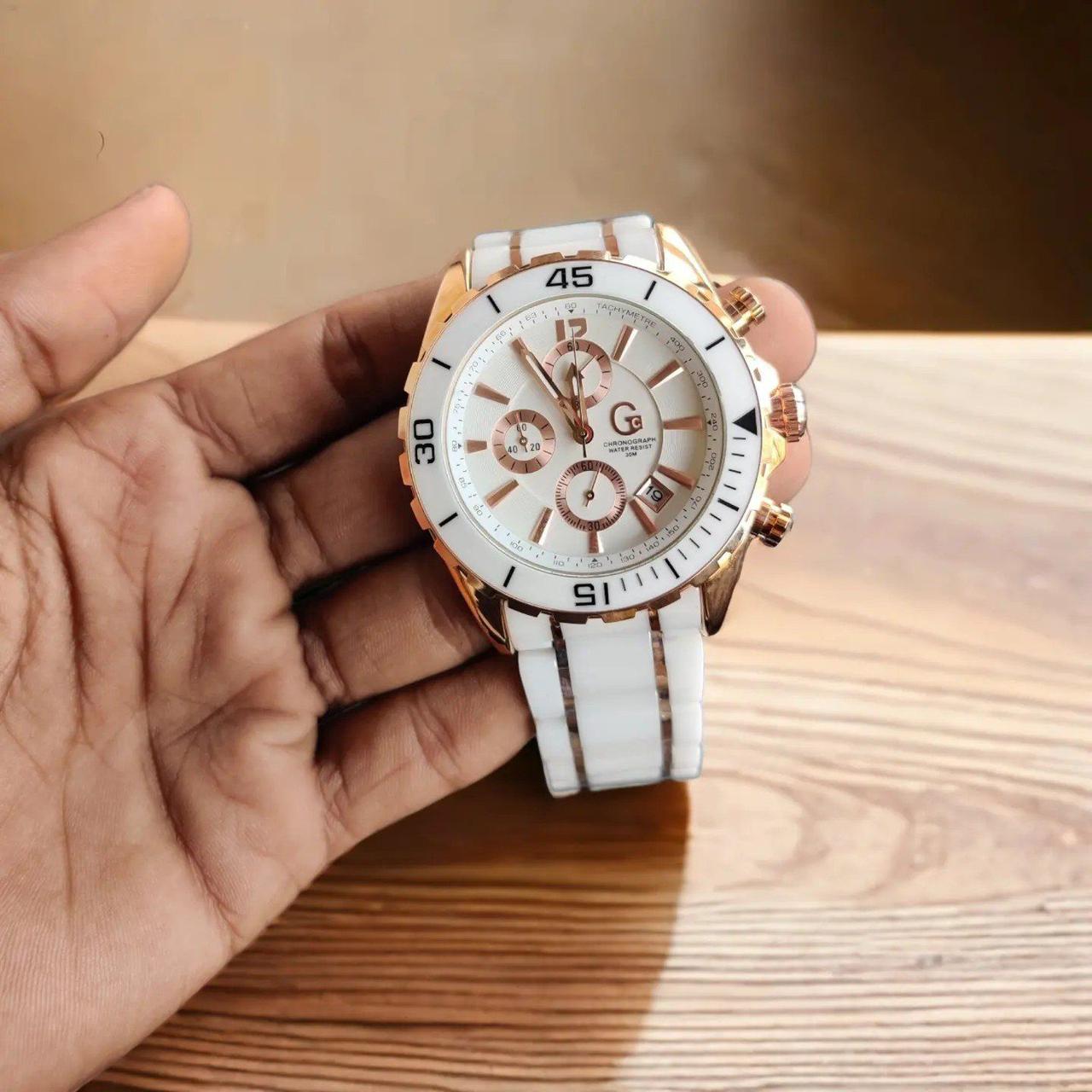 Gc Rose Gold White Chronograph 44mm Swiss Made Men's Watch