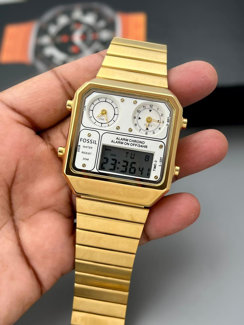 Fossil Retro Digital Stainless Steel Two tone Chronograph 42mm Men's Watch - Image 4