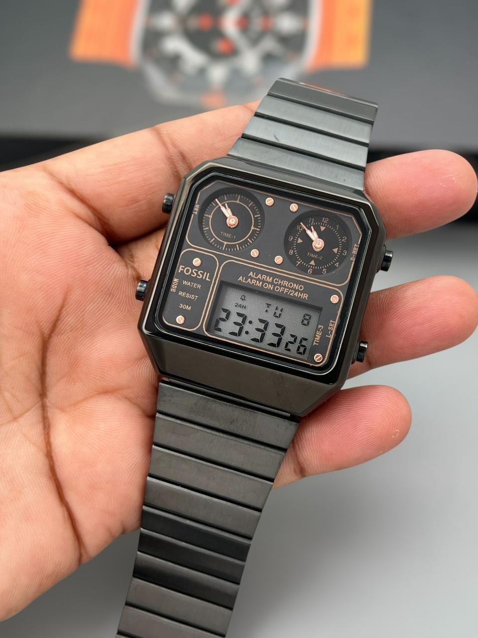 Fossil Retro Digital Stainless Steel Two tone Chronograph 42mm Men's Watch - Image 5